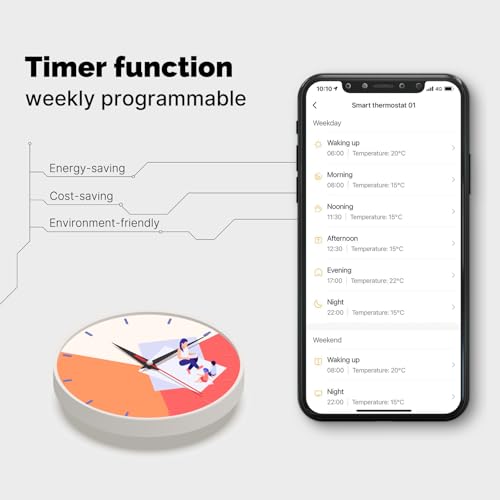 MOES Smart WiFi Thermostat for Water/Gas Boiler Heating - Touch Panel, Hub-Free