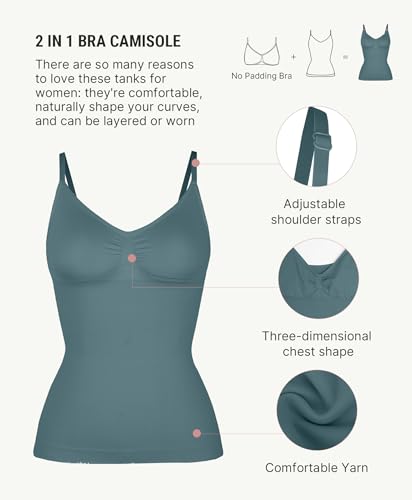 Image of FeelinGirl Womens Tank Top Shapewear Tummy Control Tops Slimming Cami Tank Seamless Compression V Neck Camisole
