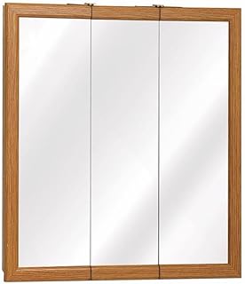 Zenith Products 23-3/4" W X 25-5/8" H X 4-1/2" D 24" Oak Frame Triview Medicine Cabinet MDF Body