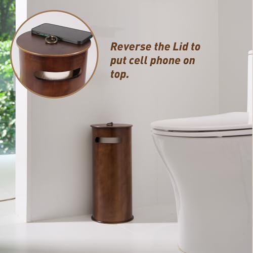 Thatsdoven NO Toilet Paper Stand With 3-Roll Tissue Holder For Boho Bathroom, Freestanding Bamboo Toilet Paper Holder,Wood Toilet Paper Storage thumb #6