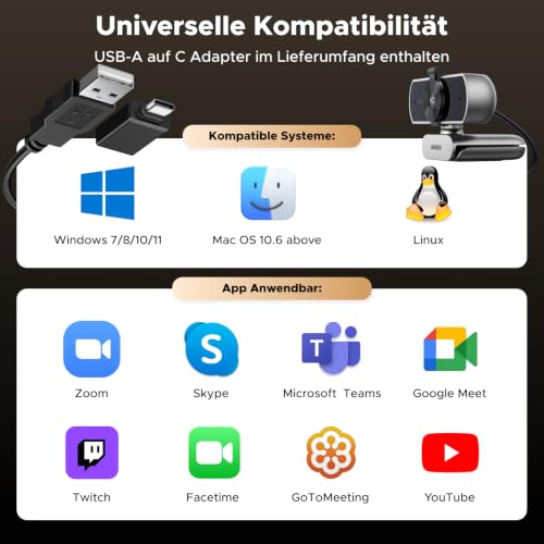 UGREEN FineCam Lite 4K, Autofokus, Dual-Mikrofon, mit Objektivabdeckung – Ansicht 6