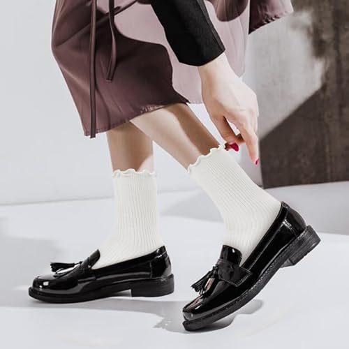 Image of Women's Ruffle Socks - White Cute Ruffled Ankle Socks for Women - Made with premium quality material - Size suitable for shoe size 5 to 9 - Pack of six pairs