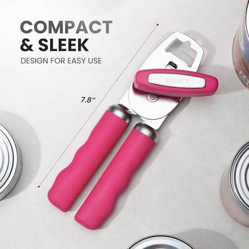 Image of Zulay Kitchen Manual Can Opener Heavy Duty Patented Stainless Steel, Berry