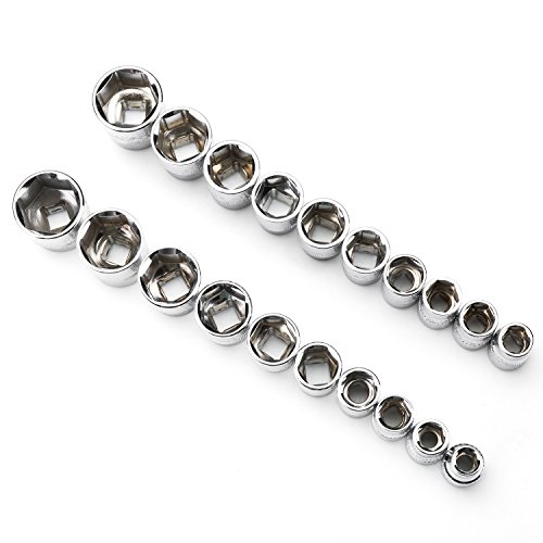 Maxpower 21Pc 3/8-Inch Ratcheting Socket Wrench Set - Metric + Sae - Pro Grade Quick Release Reversible Ratchet Handle With Metric And Sae Sockets On A Handy Rack #TOP1