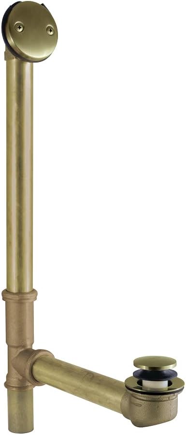 Kingston Brass DTT2163 16" Bathtub Waste and Overflow Drain, Antique Brass 20-5/8"~18-1/16" (L) x 3-3/16" (W) x 12" ~ 11-1/8" (H) Antique Brass