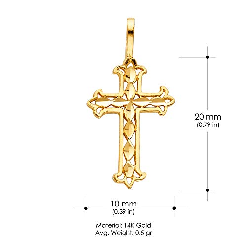 Ioka - 14K Yellow Gold Religious Cross Charm Tiny Pendant For Necklace or Chain3