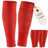 as ULTIMATE Tubes 3 Paar Fußball Stutzen für Herren Damen und Kinder - Fussball Sleeves für Sportsocken - football Kniestrümpfe - atmungsaktive Fußballstutzen - Fußball Zubehör (Rot, onesize)