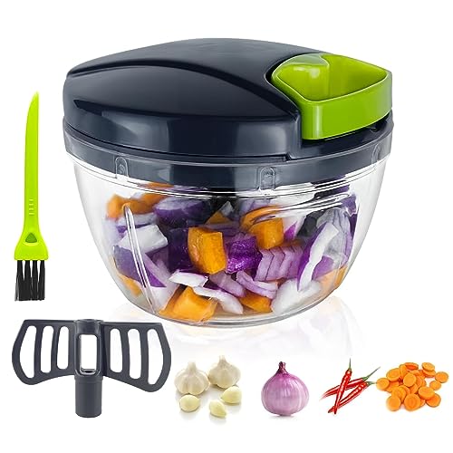 Onion Slicer, Multifunctional Onion Shredder, Onion Slicer Manual with Pulley, with Egg Mixer, Onion Chopper Vegetable Slicer for Vegetables, Fruit, Garlic, Eggs