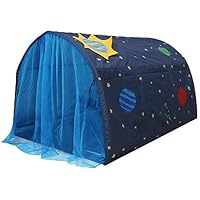 Powcan Play Tents for Girls Boys Galaxy Starry Sky Dream Bed Tents for Kids Portable Pop Up Baby Toddlers Playhouse with Double Net Curtain & Carry Bag for Bedroom Decor Indoor Games, 140x100x80cm
