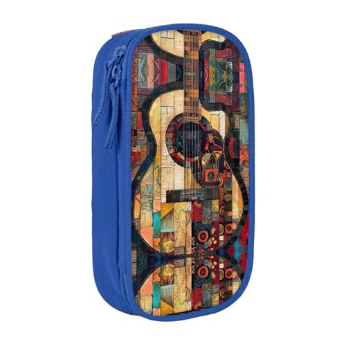 HDSKFNS Grande trousse à crayons avec fermeture éclair et motif guitare artistique - En tissu Oxford