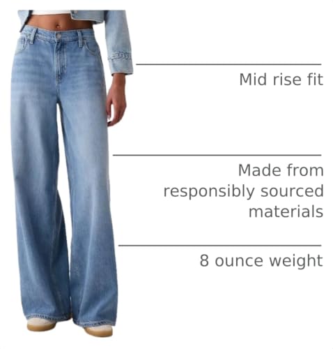 GAP Women's Mid Rise Baggy Denim, Light Indigo 11, 33 Short by GAP - Used condition - US$50.35