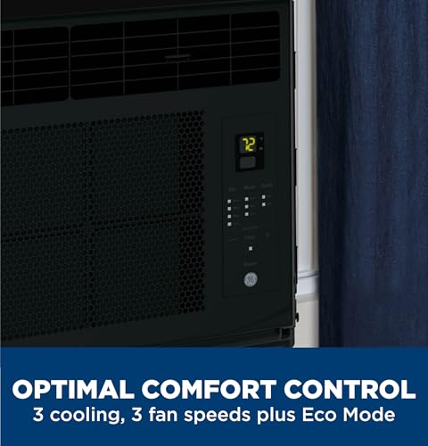 Image of GE 6,000 BTU Black Digital Window Air Conditioner for Bedroom & Small Rooms up to 250 Sq Ft, Remote Control, Energy Saver Mode, 24Hr Timer, Easy Install Kit