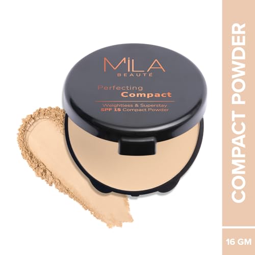 Image of Mila Beaute Perfecting Compact Powder | Natural Matte Finish| Longstay with SPF 15 | Minimized Pores and Finelines | Controls Shine | Lightweight Compact Powder | Shade - (True Beige 16g) (Pack of 2)