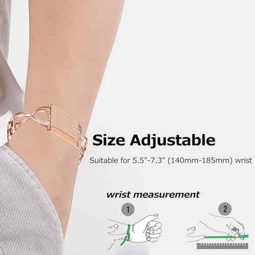 سوار بديل متوافق مع ساعة ووب 5.0 لايف ام جي/ 5.0 بيك/ 5.0 وان/ ووب 4.0، سوار ساعة معدني من الستانلس ستيل للنساء، قابل لتعديل الطول بدون ادوات (وردي