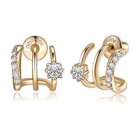 Obidos 14K Gold Plated Illusion Stud Earrings | Gold Hoop Earrings for Women Cover