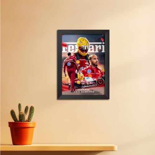 Image of TenorArts Lewis Hamilton Poster F1 Driver Posters Formula One Photo Frame Painting with Matt Finish Black Texture (12 inches x 9inches)