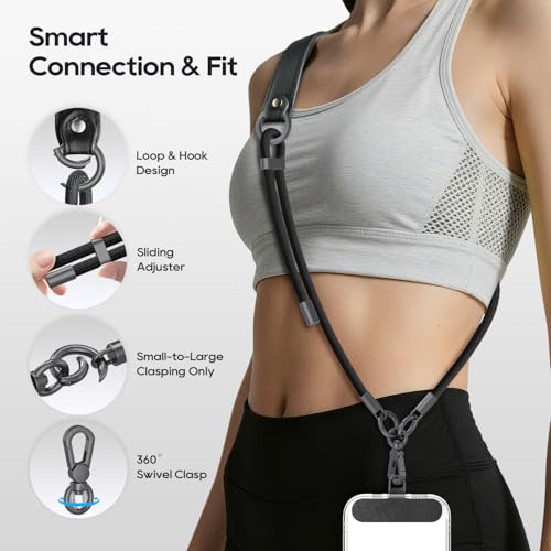 Image of Phone Lanyard, Detachable Cell Phone Lanyard Universal Crossbody Neck Strap with Tether Tabs for Smartphones