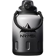 Insulated Stainless Steel Water Bottle - 64 oz Thermosteel Waterbottle, Half Gallon Metal Water Jug, Wide Mouth Flask with Straw Handle, Flip Lid Bottle Leak Proof Non-BPA, Sport Water Bottle Gradient