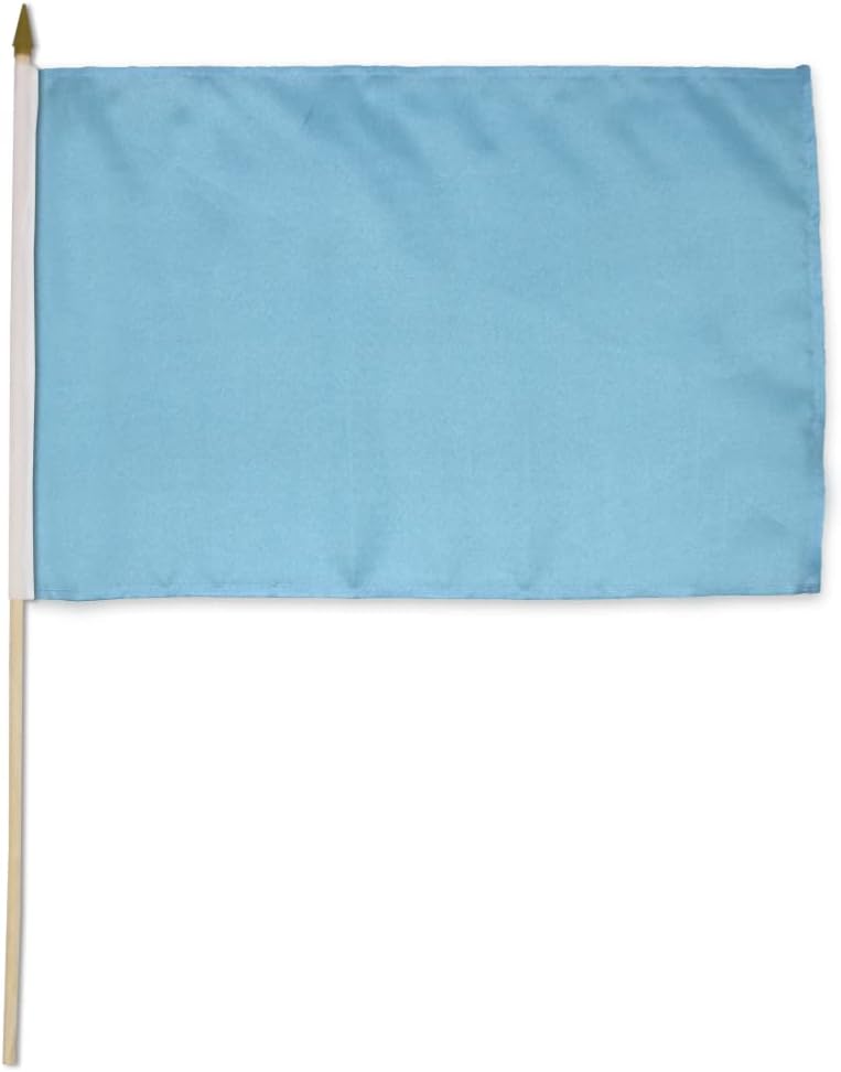 Light Blue Solid Color 12x18in Stick Flag - 1 dozen pack
