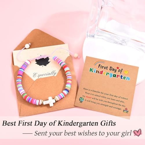 Image of Leyung First Day of Kindergarten Bracelet for Boys, Cross Anxiety Bracelet, Back to School Stuff, First Day of Kindergarten Gifts for Girls Daughter Granddaughter Niece