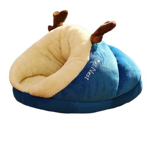 Nid de couchage confortable pour chiot et chat avec rebords bleus