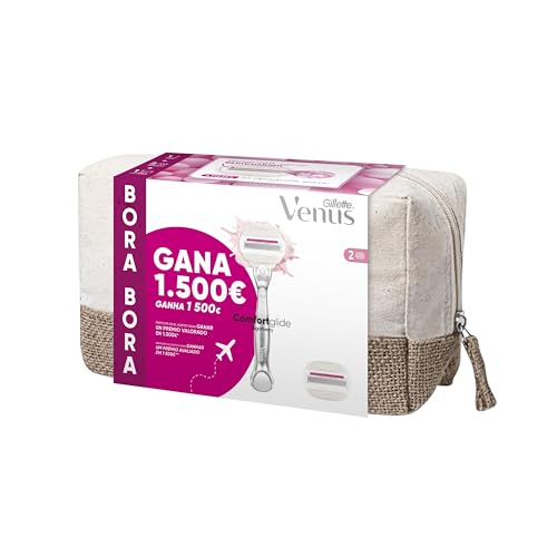 Venus Gillette Comfortglide Sugarberry Maquinilla De Mujer, 1 Mango + 2 Recambios, 5 Hojas, Pack Bora Bora