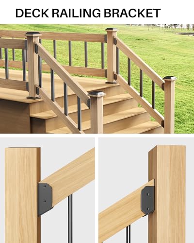 Image of 2 inchx4 inch (Actual 1.5 inchx3.5 inch) Deck Railing 35 Stair Connectors, Wood Post Deck Rail Bracket,Wood Post Deck Railing Bracket to Handrail,Fence Railing Brackets, Barn and Beam end (12, Angle 35)