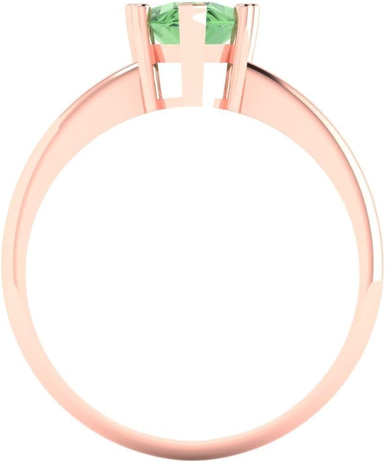 Clara Pucci 14K Solid Gold Engagement Ring for Women | 1.5 cttw Green Diamond Pear Cut Solitaire | Real Rose Gold Wedding Ring - Image 4