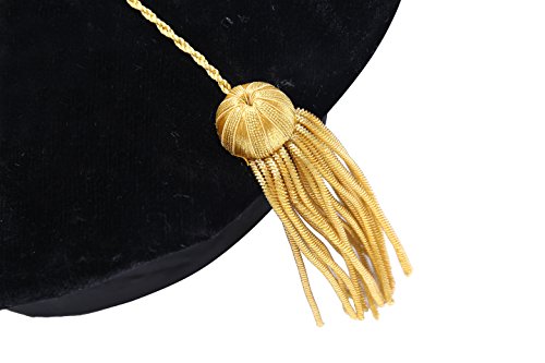 Newrara Doctoral Tam Black Velvet 8-Sided W/Gold Bullion Tassel One Size Fits Most