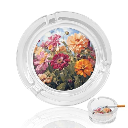 Cendrier rond en verre coloré pour table basse et balcon
