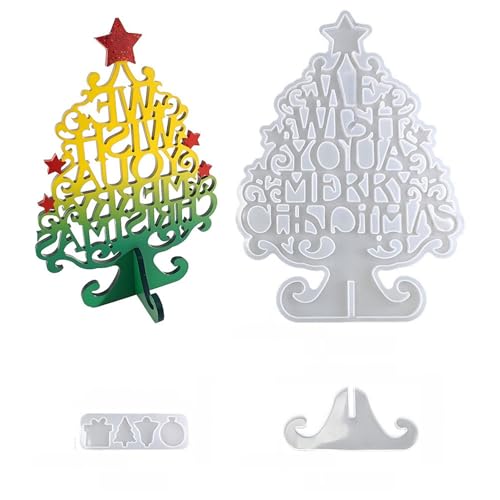 Molde de figuras de árbol de Navidad con textura de silicona para adornos hechos a mano, decoración navideña y proyectos de arte creativos, molde de silicona para decoración navideña