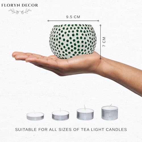 Image of Floryn Decor Morrocan Mosaic Candle Holders | Home Light Decorations Items | Mosaic Glass Tealight Holder | Best lamp for Diwali Decoration | Pack of 3 (with 3 Tealight Candle Free)