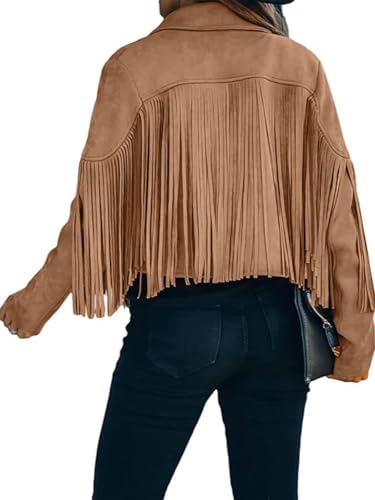 Faux Leather Jackets For Women Trendy Cowgirl Outfits Fall Western Fringe Cropped Jacket 2025 Tassel Motorcycle Crop Coats Winter Tan Xl4