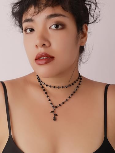 Sacina Black Rose Choker, Rose Necklace for Women, Gothic Goth Necklace, Halloween Christmas Jewelry Gift3