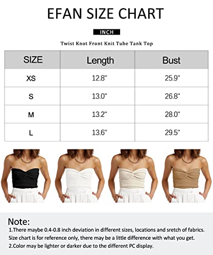 Efan Womens Tube Tops Crop Tops Summer Outfits Vacation Twist Knot Front Knit Bandeau Strapless Sleeveless Backless Sweaters Cute Y2K Clothing 2023 Apricot #TOP5