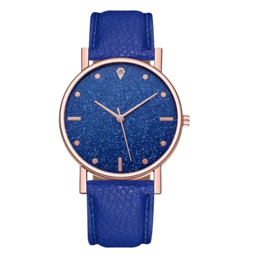 JEWEDECO Damen Gürteluhr Blau Quarz mit Glas und Kunstleder, Elegant