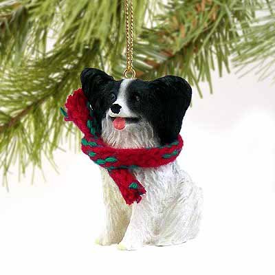Conversation Concepts Papillon Tiny Miniature One Christmas Ornament Black-White - Delightful!