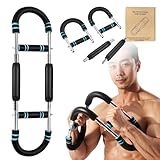 【2025新登場モデル】 筋トレ器具 5段階強度調節 25-65KG ツイスターアームトレーナー アームバー 胸筋トレーニング エキスパンダー 大胸筋 上腕二頭筋 太腿四頭筋 広背筋 筋トレグッズ ビッグスプリング クロムメッキパイプ 高密度ニトリルブタジエンゴム 腕強化 自宅 運動器具 バネフィットネス トレーニング初心者～上級者向け（ブルー）