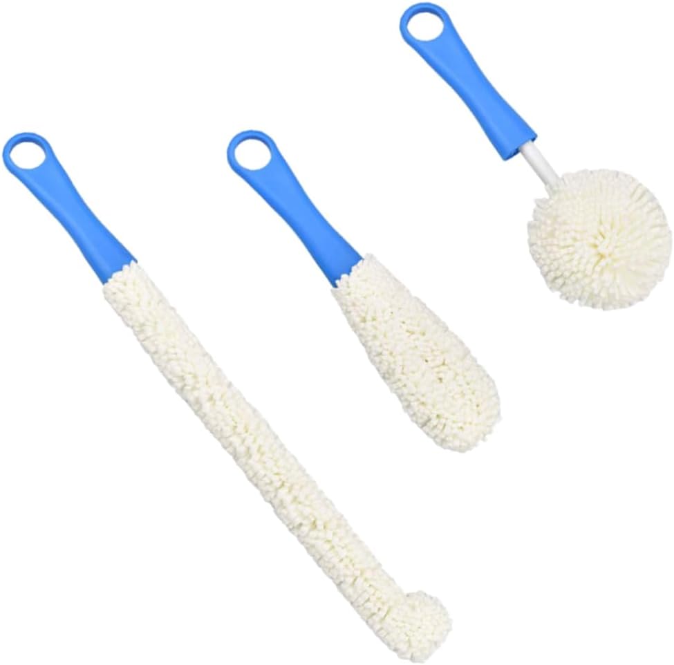 3 Pcs Multipurpose Bendable Bottle Cleaning Brushes for Wine Glasses Decanters Goblets Blue Reusable Household for Cups Makers and Kitchenware