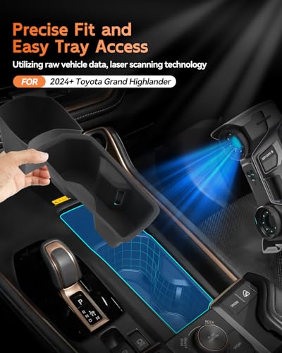 Image of CDEFG 2PCS for 2024 2025 2026 Toyota Grand Highlander Center Console Cup Holder Insert - Gearshift Side TPE Pocket Organizer Storage Box Accessories