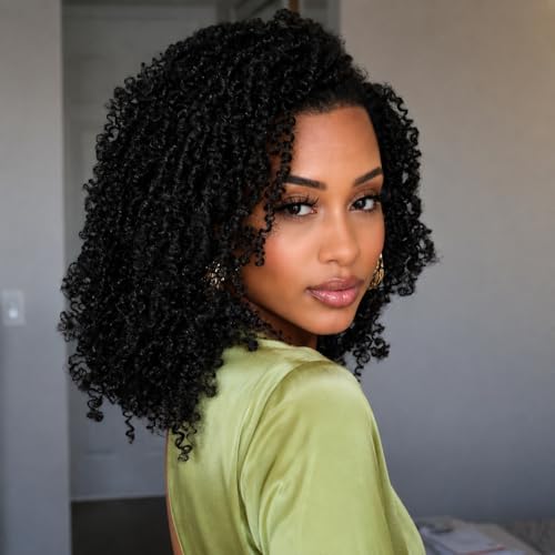 Yanky Twist Crochet Hair for Black Women 8 Inch Pre-Looped Mini Spring Passion Twists Lightweight Bohemian Braids for Daily Wear Vacation & Protective Style (8 Packs 1B)