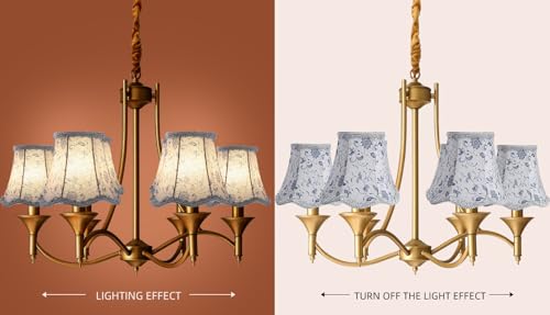 Fuloon Chandelier Lamp Shades, Clip on Small Sconce Lampshades, Suit for Candelabra Bulbs in Modern/European/French Country/Farmhouse Decoration, 3.14x5.51x4.72 in(6 Pack, Irises) by Fuloon - Used condition - Image 7
