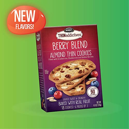 Peaceful Squirrel Variety, Nonni's Thinaddictives, Almond Thin Cookies, Baked With Real Fruit - Variety Of 6 Flavors, (1 Box Of Each Flavor, 18 Cookies Per Box) On-The-Go Snack, 100 Calories, 4.4 Ounce #TOP2