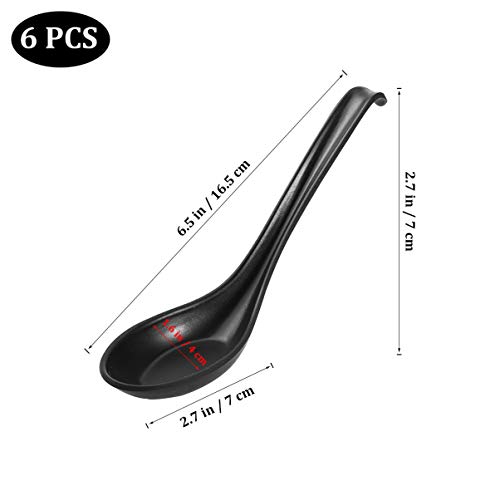 Colheres de sopa de melamina Cabilock com 6 peças, colheres de sopa asiáticas, colher de arroz, colh