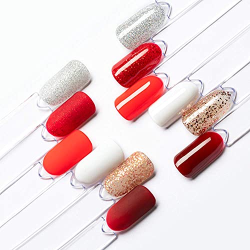 Moibase 50 Pcs Clear Fan-Shaped False Tips Transparent Fan-Shaped Nail Art Tips Display Polish Board Display Practice Sticks Tool With Metal Screw Split Ring Sw-A001 #TOP2