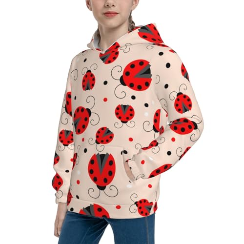 Red Ladybug Kid Hoodies Boys Sweatshirts Girls Pullover with Pocket2