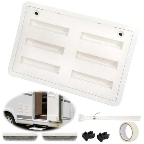 benut 23-1/8W x 15 H RV Refrigerator Vent Cover RV Refrigerator Side Vent Cover Replacement with Insect Screen for Trailers and Campers White