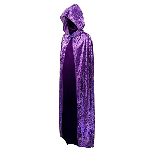 Unisex Halloween Party Christmas Magic Hooded Pleuche Cloak Wicca Robe Medieval Witchcraft Cape Halloween Costume Purple by Gardeningwill Cover