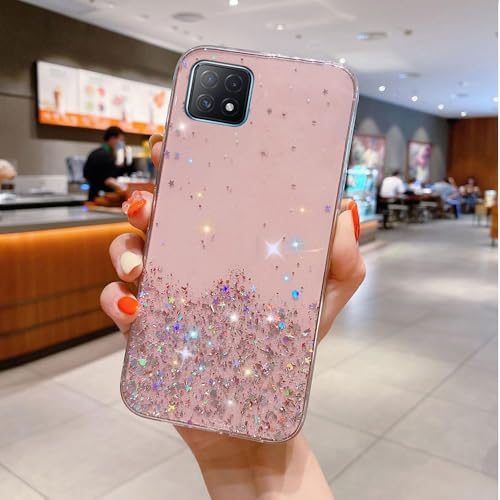 PAIXIKYZ Compatible con OPPO A73 5G-Funda Transparente TPU Antichoque con Purpurina Cielo Estrellado