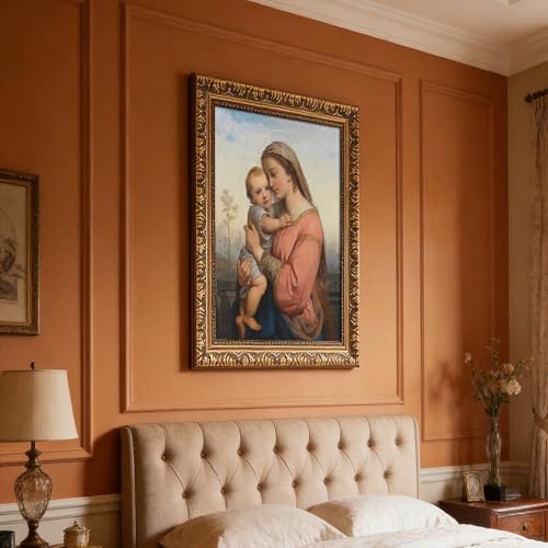 Poster Madonna et l'enfant Franz Russ sur toile premium imprimée avec cadre en bois - 7